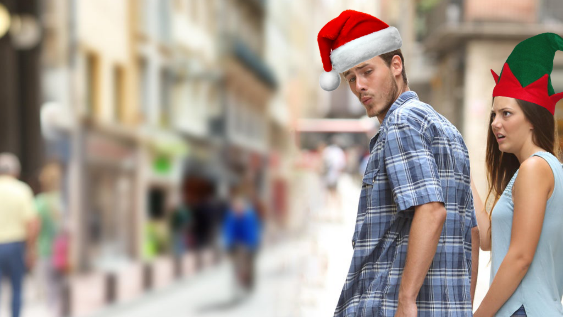 Distracted Boyfriend, Christmas background for your Online Meetings